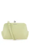 Jil Sander Pastel Green Leather Micro Goji Crossbody Bag In Green