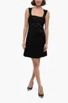 Jil Sander Side Split Satin Sheath Dress With Inner Petticoat In Black