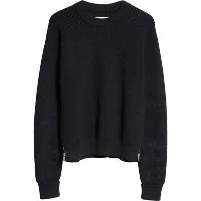 Jil Sander Side Zip Wool Sweater In Navy