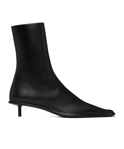 Jil Sander Black Square Toe Boots In 001 Black