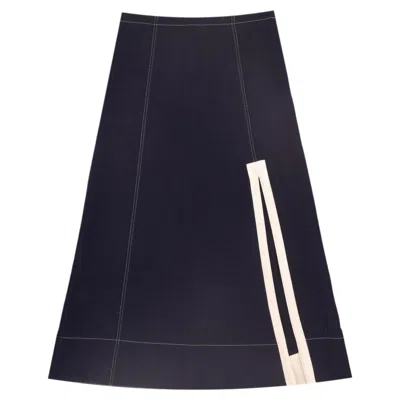 Pre-owned Jil Sander Side-slit A-line Wool Midi Skirt In Black