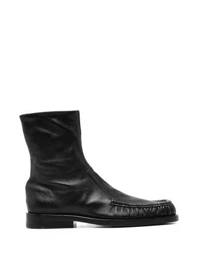 Pre-owned Jil Sander Side-zip Leather Ankle Boots In Black