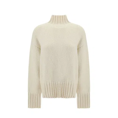 Jil Sander Silk And Wool Turtleneck Sweater In White