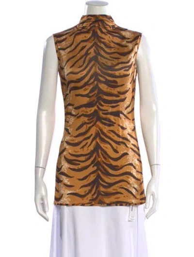 Pre-owned Jil Sander Silk Animal Print Top In Neutral