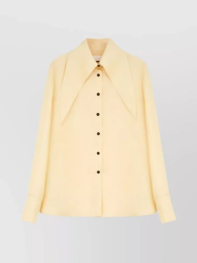 Jil Sander Silk Blend Button-down Cape Shirt In Cream