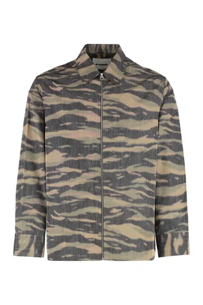 Jil Sander Silk Blend Overshirt In Brown