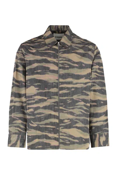 Jil Sander Silk Blend Overshirt In Multicolor