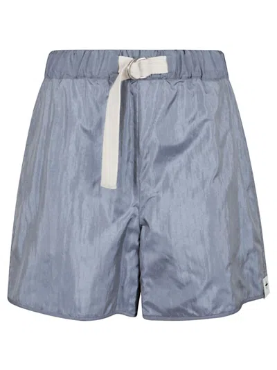 Jil Sander Silk Blend Shorts In Blue