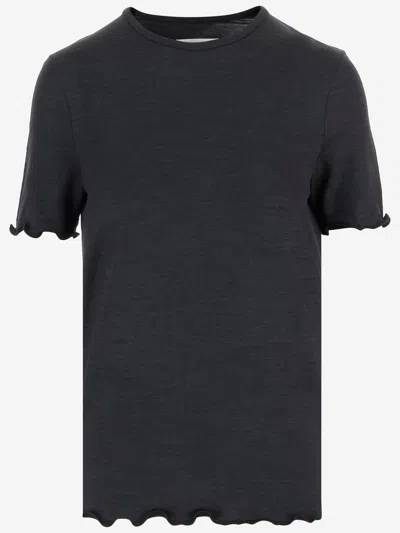 Jil Sander Silk Blend T Shirt In Black