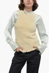 Jil Sander Silk Chenille Tank Top With Fringed Hem In White