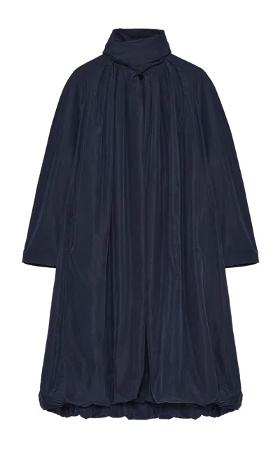 Jil Sander Silk Cocoon Coat In Blue