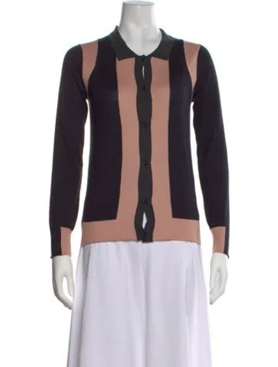 Pre-owned Jil Sander Silk Colorblock Pattern Sweater In Black