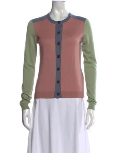 Pre-owned Jil Sander Silk Colorblock Pattern Sweater In Green