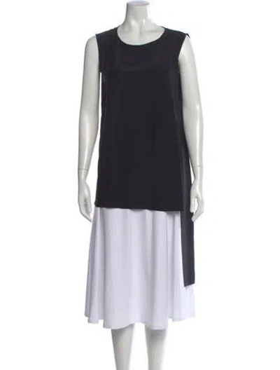 Pre-owned Jil Sander Silk Crew Neck Top In Black