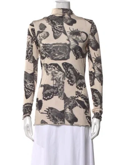 Pre-owned Jil Sander Silk Graphic Print Top In Neutrals