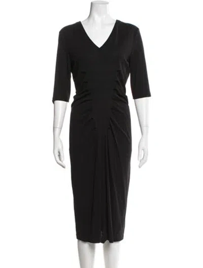 Pre-owned Jil Sander Silk Knee-length Dress In Black