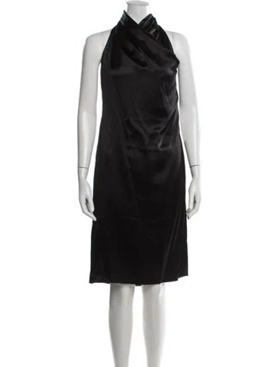 Pre-owned Jil Sander Silk Knee-length Dress In Black