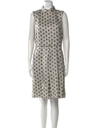 Pre-owned Jil Sander Silk Knee-length Dress In Gray
