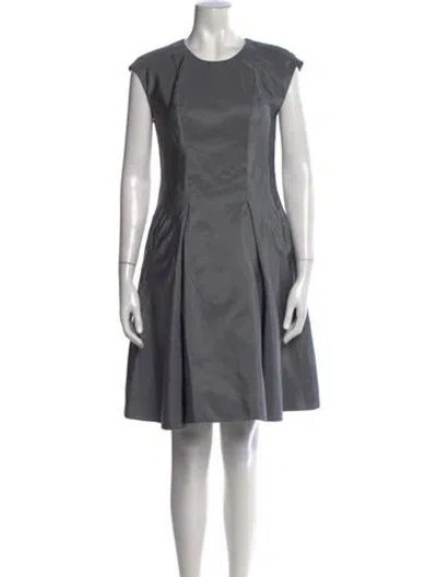 Pre-owned Jil Sander Silk Knee-length Dress In Gray
