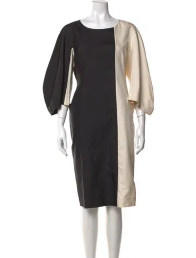 Pre-owned Jil Sander Silk Knee-length Dress In Neutrals