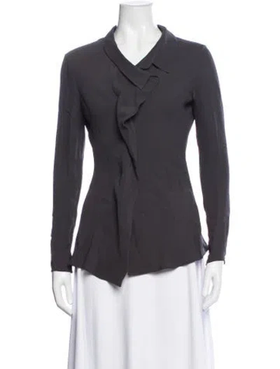 Pre-owned Jil Sander Silk Long Sleeve Blouse In Grey