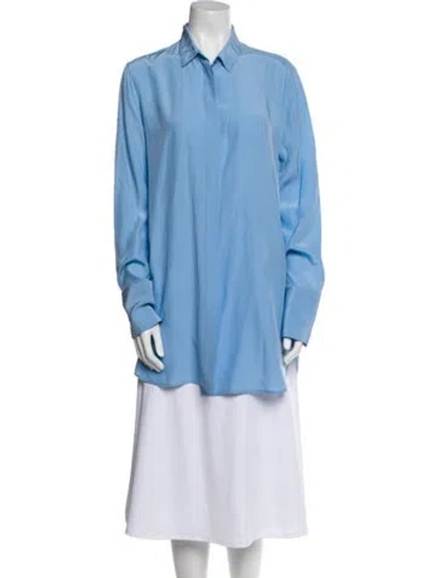 Pre-owned Jil Sander Silk Long Sleeve Tunic In Blue