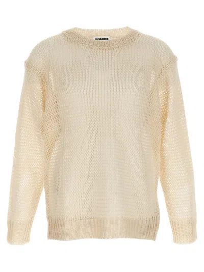 JIL SANDER SILK MESH SWEATER WITH CREW NECK