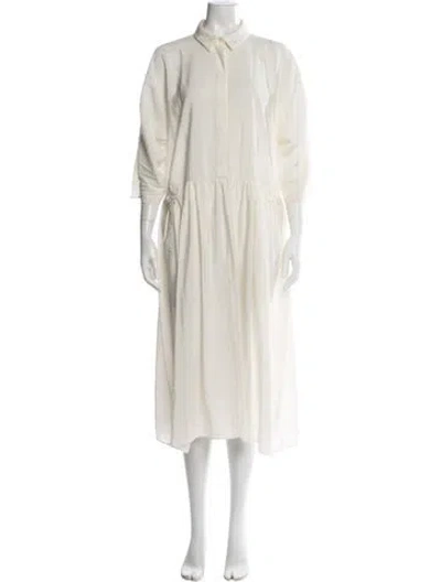 Pre-owned Jil Sander Silk Midi Length Dress In Neutrals