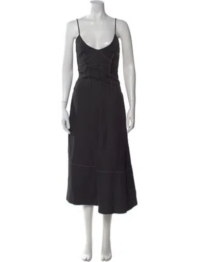 Pre-owned Jil Sander Silk Midi Length Dress W/ Tags In Gray