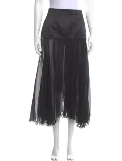 Pre-owned Jil Sander Silk Midi Length Skirt In Black