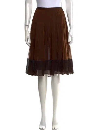 Pre-owned Jil Sander Silk Midi Length Skirt In Brown
