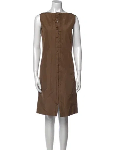 Pre-owned Jil Sander Silk Mini Dress In Brown
