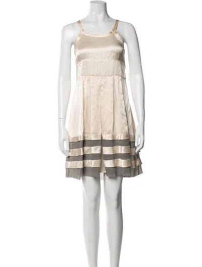 Pre-owned Jil Sander Silk Mini Dress In Neutrals