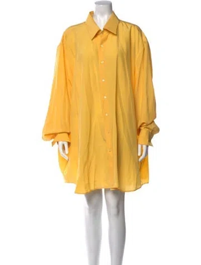 Pre-owned Jil Sander Silk Mini Dress In Yellow