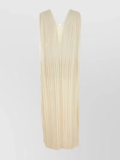 Jil Sander Silk Oversize Dress V-neck In Neutral