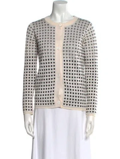 Pre-owned Jil Sander Silk Plaid Print Sweater In White