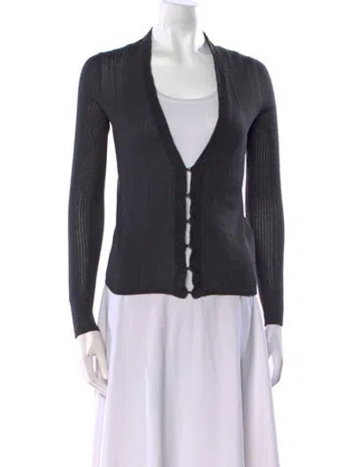 Pre-owned Jil Sander Silk Plunge Neckline Sweater In Gray