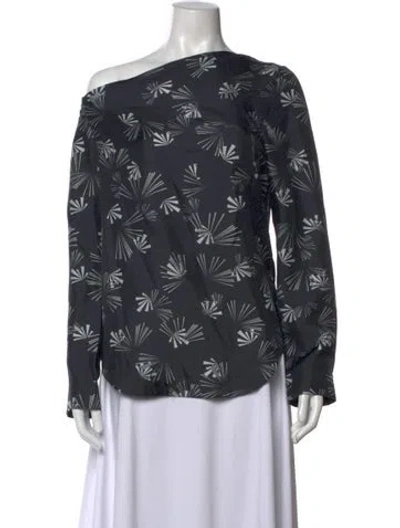 Pre-owned Jil Sander Silk Printed Blouse In Gray