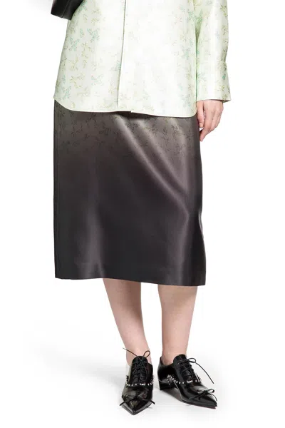 Jil Sander Silk Printed Skirt In Green