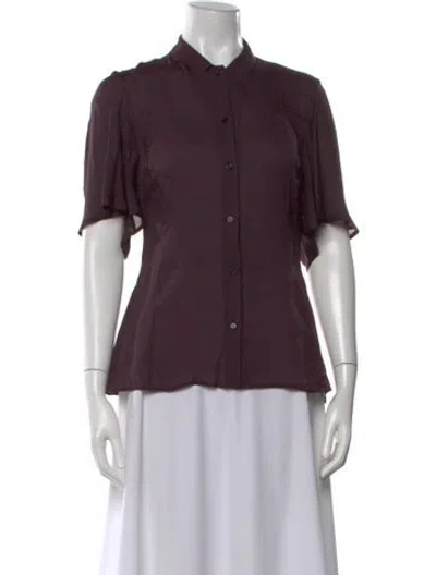 Pre-owned Jil Sander Silk Short Sleeve Blouse In Purple