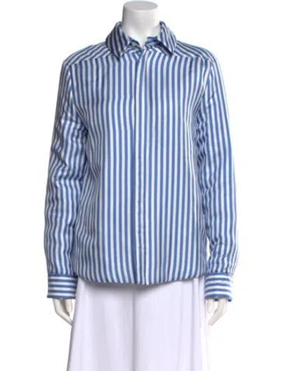 Pre-owned Jil Sander Silk Striped Button-up Top In White