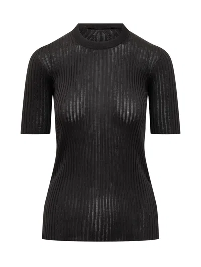 Jil Sander Silk T-shirt In Black