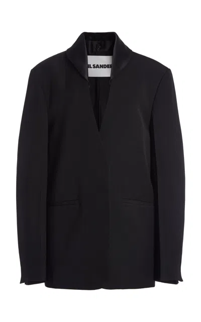 Jil Sander Silk-trimmed Crepe Suiting Blazer In Black