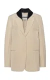 Jil Sander Silk-trimmed Crepe Suiting Blazer In Khaki