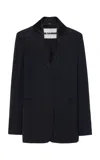 Jil Sander Silk-trimmed Crepe Suiting Blazer In Navy