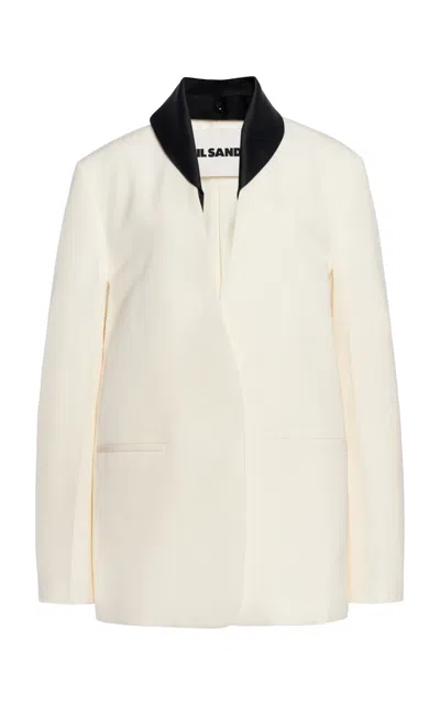 Jil Sander Silk-trimmed Crepe Suiting Blazer In Off-white