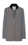 Jil Sander Silk-trimmed Wool-blend Blazer In Grey