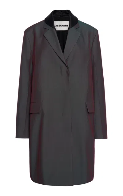 Jil Sander Silk-trimmed Wool-blend Coat In Burgundy