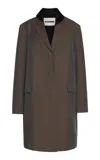 Jil Sander Silk-trimmed Wool-blend Coat In Grey