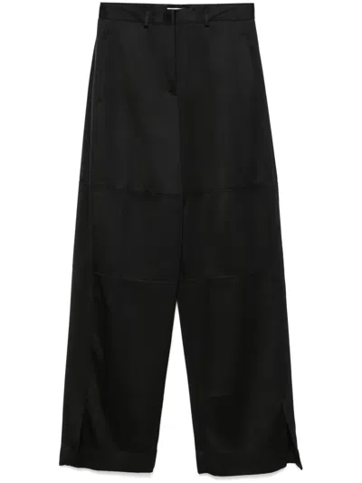 Jil Sander Silk Twill Trousers In Black